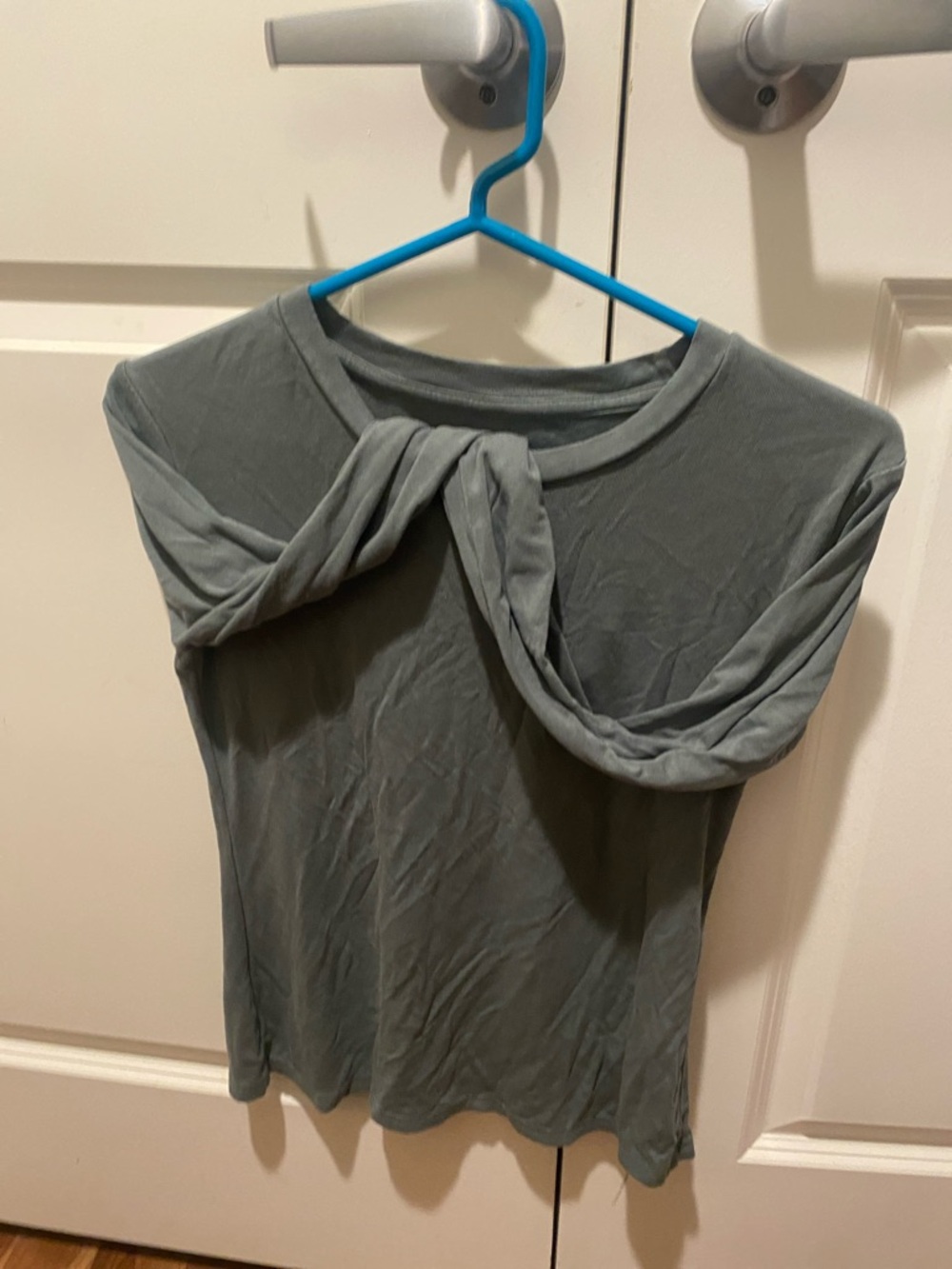 Soft Twist Front Women's Top in Slate Green